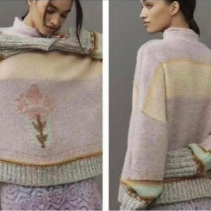 Anthropologie Pastel Floral Sweater S